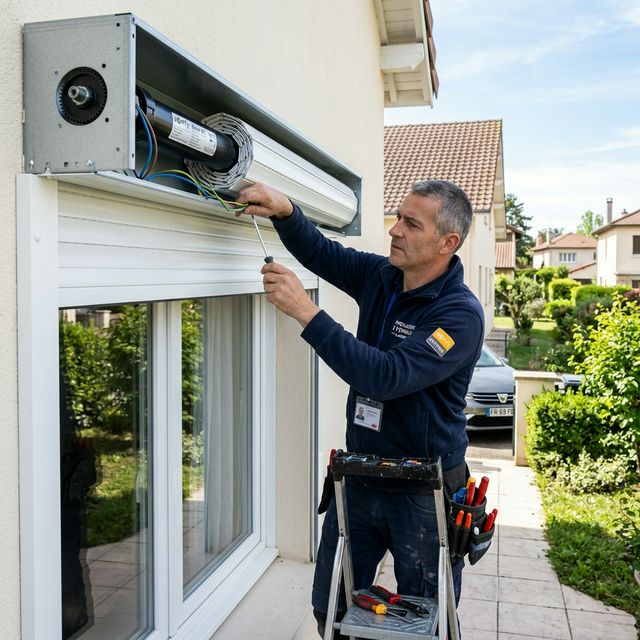Installation moteur tubulaire Somfy sur volet roulant aluminium à Craponne