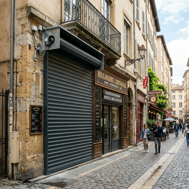 Dépannage moteur rideau métallique La Toulousaine boulangerie Tassin