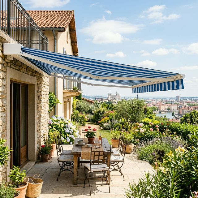 Installation store banne coffre intégral 6m terrasse Sainte-Foy-lès-Lyon